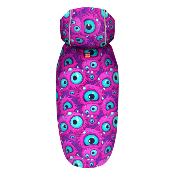 Дощовик-накидка з капюшоном для собак WAUDOG Clothes, малюнок "Око монстра", M - А 40-43 см, B 52-62 см, С 33-42 см 