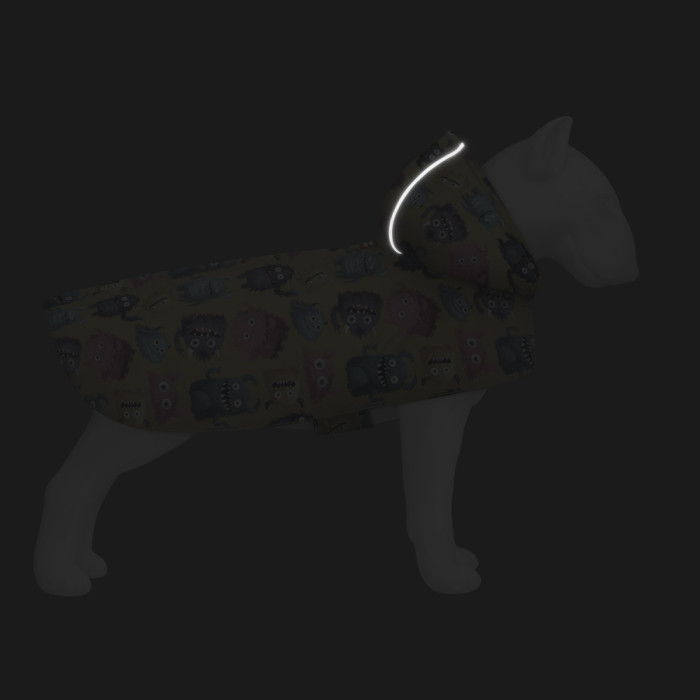 Дождевик-накидка с капюшоном для собак WAUDOG Clothes, рисунок "Зубастые монстры", S - А 32-35 см, B 41-52 см, С 26-33 см