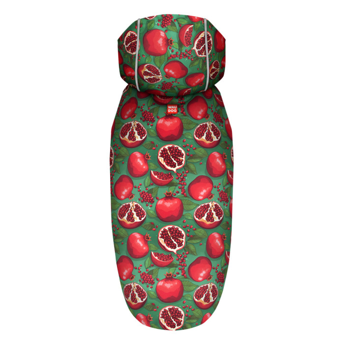Дождевик-накидка с капюшоном для собак WAUDOG Clothes, рисунок "Гранат", S - А 32-35 см, B 41-52 см, С 26-33 см