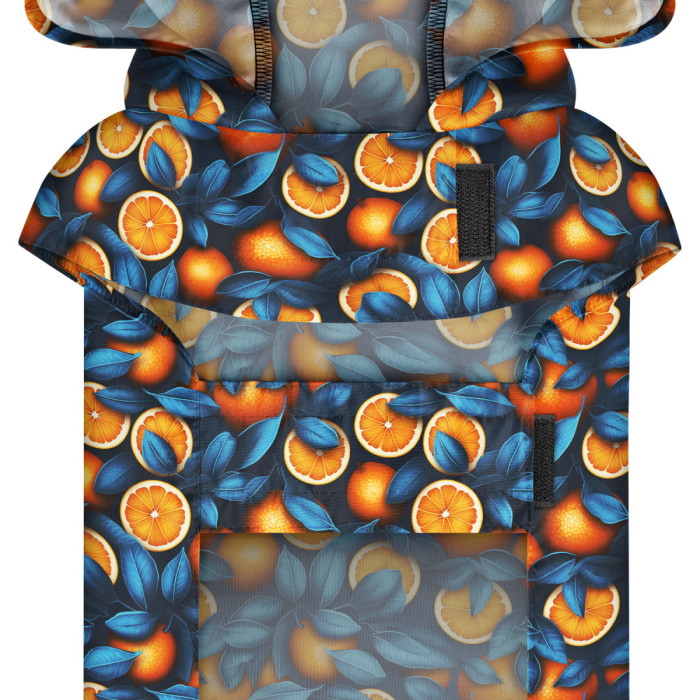 Дождевик-накидка с капюшоном для собак WAUDOG Clothes, рисунок "Апельсины", XL - А 55-61 см, B 68-80 см, С 42-52 см