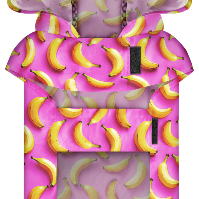 Дождевик-накидка с капюшоном для собак WAUDOG Clothes, рисунок "Банани на розовом", XL - А 55-61 см, B 68-80 см, С 42-52 см