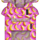 Дождевик-накидка с капюшоном для собак WAUDOG Clothes, рисунок "Банани на розовом", XL - А 55-61 см, B 68-80 см, С 42-52 см