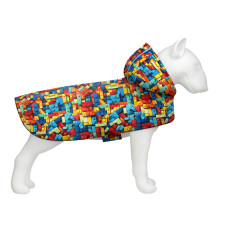 Дождевик-накидка с капюшоном для собак WAUDOG Clothes, рисунок "Блоки", XXS – А 23-26 см, B 30-36 см, С 15-20 см