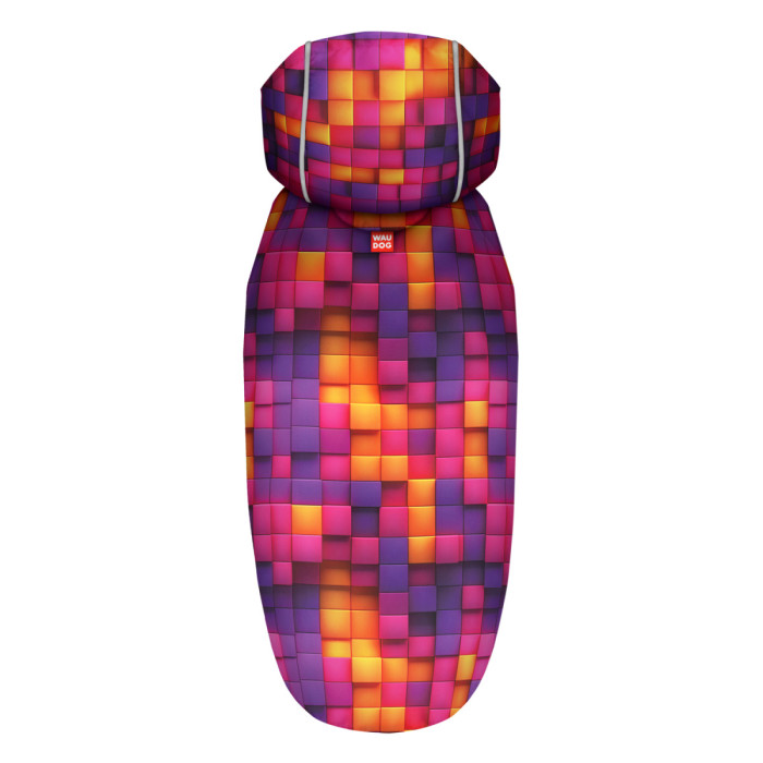 Дощовик-накидка з капюшоном для собак WAUDOG Clothes, малюнок "Куби 3Д", L - А 48-52 см, B 60-70 см, С 42-52 см