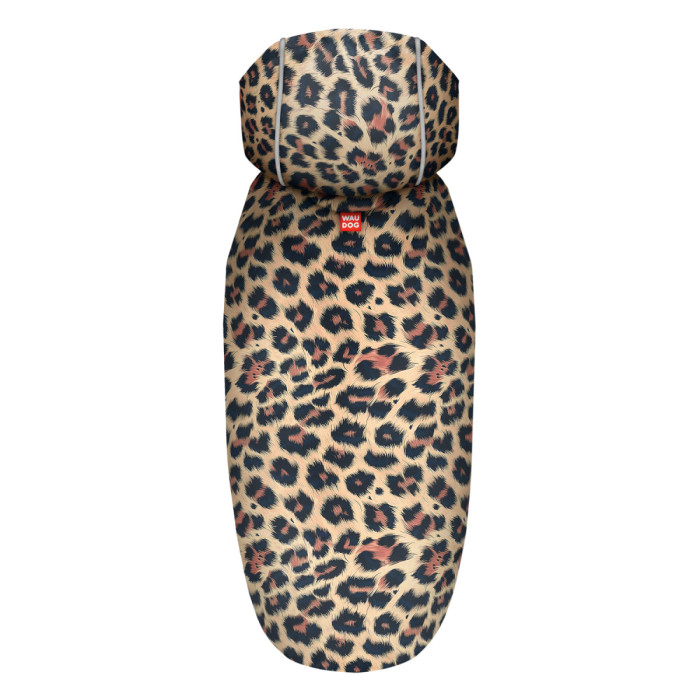 Дощовик-накидка з капюшоном для собак WAUDOG Clothes, малюнок "Леопард", XL - А 55-61 см, B 68-80 см, С 42-52 см