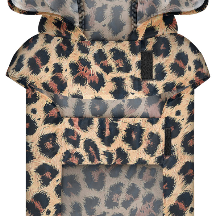 Дощовик-накидка з капюшоном для собак WAUDOG Clothes, малюнок "Леопард", XL - А 55-61 см, B 68-80 см, С 42-52 см