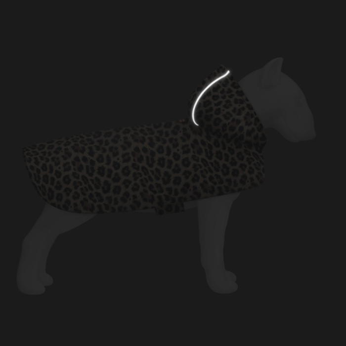 Дощовик-накидка з капюшоном для собак WAUDOG Clothes, малюнок "Леопард", XL - А 55-61 см, B 68-80 см, С 42-52 см