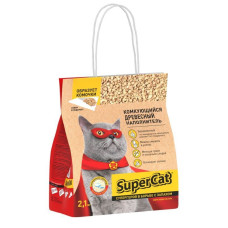 Наполнитель древесный SuperCat Комкующийся, 2,1 кг