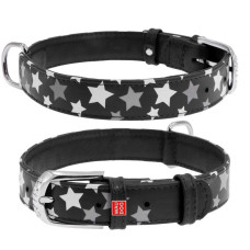Ошейник WAUDOG Glamour с узором "Звездочка", Черный XS 19-25  см