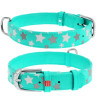 Ошейник WAUDOG Glamour с узором "Звездочка", Ментоловый XS2 21-29  см
