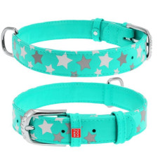 Ошейник WAUDOG Glamour с узором "Звездочка", Ментоловый XS 19-25  см