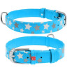 Ошейник WAUDOG Glamour с узором "Звездочка", Голубой XS 19-25  см