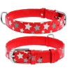Ошейник WAUDOG Glamour с узором "Звездочка", Красный XS 19-25  см