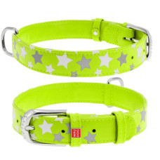 Ошейник WAUDOG Glamour с узором "Звездочка", Салатовый XS 19-25  см