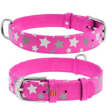Нашийник WAUDOG Glamour з візерунком "Зірочка", Рожевий XS 19-25 см