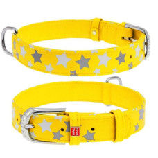 Ошейник WAUDOG Glamour с узором "Звездочка", Желтый XS 19-25  см