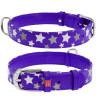 Ошейник WAUDOG Glamour с узором "Звездочка", Фиолетовый XS 19-25  см