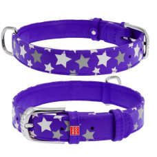 Ошейник WAUDOG Glamour с узором "Звездочка", Фиолетовый XS 19-25  см