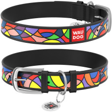Нашийник WAUDOG Design, малюнок "Вітраж" чорний S 27-36 см