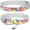 Ошейник WAUDOG Design, рисунок "Витраж" белый XS2 21-29  см