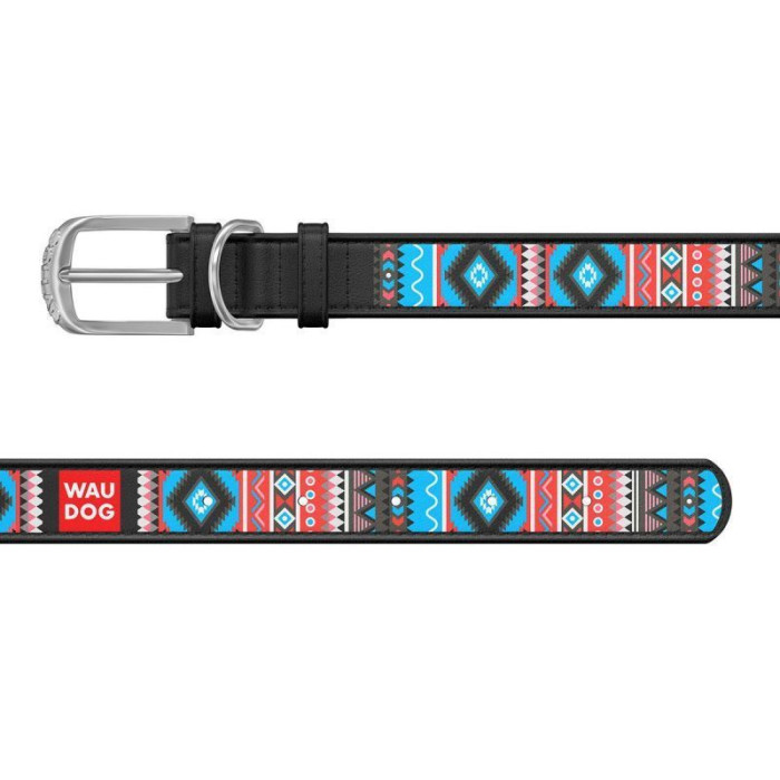 Ошейник WAUDOG Design, рисунок "Этно" белый L 38-49 см