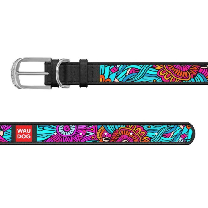 Ошейник WAUDOG Design, рисунок "Лето" чёрный L 38-49 см