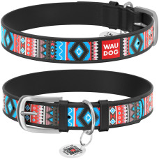 Нашийник WAUDOG Design, малюнок "Етно" чорний XS 19-25 см