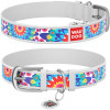 Ошейник WAUDOG Design, рисунок "Цветы" белый M 30-39 см