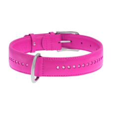 Ошейник WAUDOG Glamour со стразами, розовый S 27-36 см