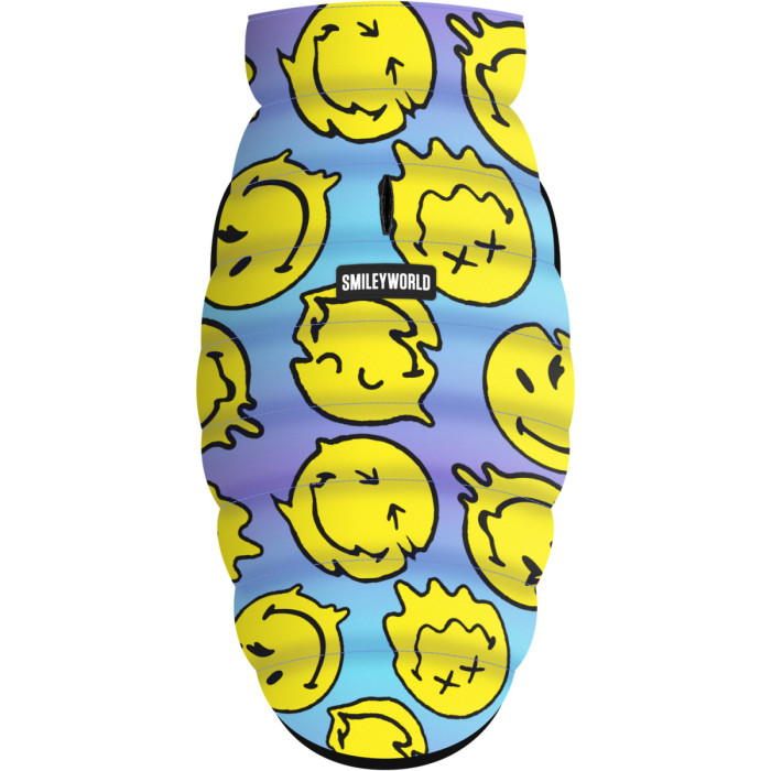 Курточка для собак WAUDOG Clothes рисунок "Смайлики на голубом", M50, В 76-79 см, С 55-61 см