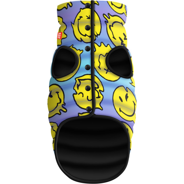 Курточка для собак WAUDOG Clothes рисунок "Смайлики на голубом", M50, В 76-79 см, С 55-61 см