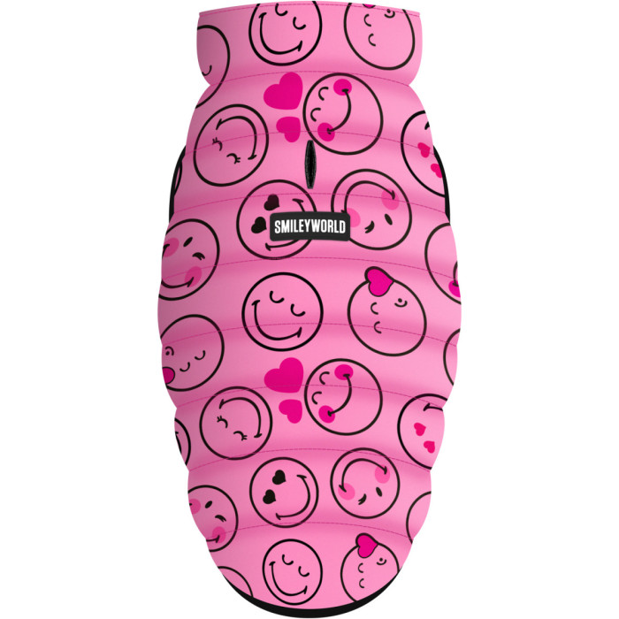 Курточка для собак WAUDOG Clothes рисунок "Смайлики на розовом", M40, В 63-67 см, С 39-43 см