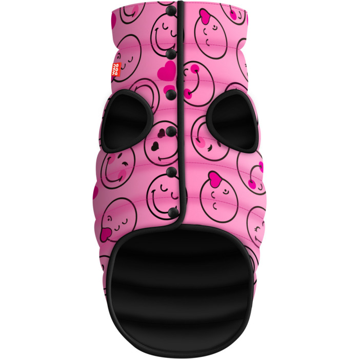 Курточка для собак WAUDOG Clothes рисунок "Смайлики на розовом", M40, В 63-67 см, С 39-43 см