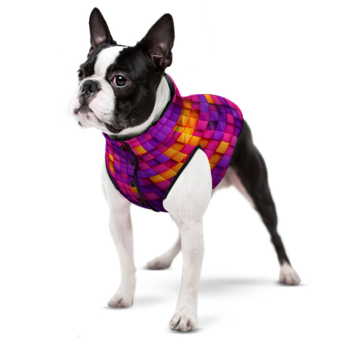 Курточка для собак WAUDOG Clothes рисунок "Кубы 3Д", M50, В 76-79 см, С 55-61 см