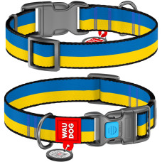 Нашийник для собак нейлоновий WAUDOG Nylon c QR паспортом, малюнок "Colors of freedom", пластиковий фастекс S 23-35см