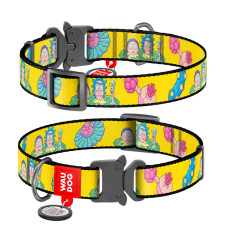 Ошейник для собак нейлоновый WAUDOG Nylon с QR паспортом, рисунок "Рик и Морти 1", метал. пряжка-фастекс, XXL, 35 мм, 43-70 см