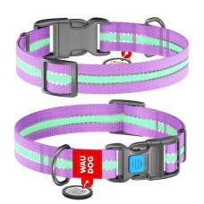 Нашийник WAUDOG Nylon з QR паспортом, що світиться, пластиковий фастекс, фіолетовий S 23-35 см