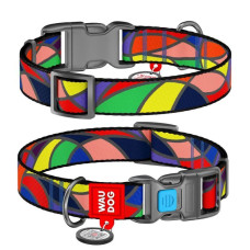 Ошейник WAUDOG Nylon с QR паспортом, рисунок "Витраж", пластиковый фастекс S 25-35 см
