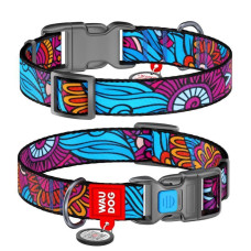 Ошейник WAUDOG Nylon с QR паспортом, рисунок "Лето", пластиковый фастекс S 25-35 см