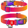Ошейник для собак из нейлона WAUDOG NYLON RECYCLED с QR паспортом, оранжевый градиент, S, 15 мм, 25-35 см