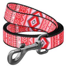 Повідець WAUDOG Nylon, малюнок "Етно червоний" S 122 см