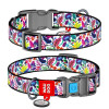 Нашийник WAUDOG Nylon з QR паспортом, малюнок "Чарівні квіти", пластиковий фастекс L 33-49 см