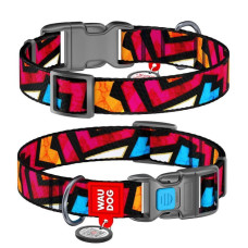 Ошейник WAUDOG Nylon с QR паспортом, рисунок "Граффити", пластиковый фастекс S 25-35 см