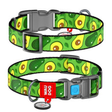 Ошейник WAUDOG Nylon с QR паспортом, рисунок "Авокадо", пластиковый фастекс- S 25-35 см