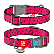 Ошейник WAUDOG Nylon с QR паспортом, рисунок "Арбуз", пластиковый фастекс S 25-35 см