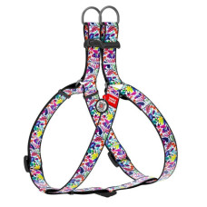 Шлея WAUDOG Nylon з QR паспортом, малюнок "Чарівні квіти" S 40-55 см
