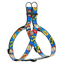 Шлея WAUDOG Nylon з QR паспортом, малюнок "ВАУ" S 40-55 см