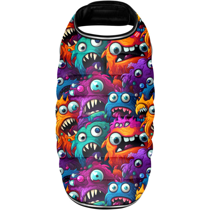 Курточка-накидка для собак WAUDOG Clothes, малюнок "Зубасті монстри", XXS, А 23 см, B 29-36 см, С 14-20 см