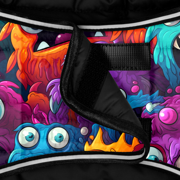 Курточка-накидка для собак WAUDOG Clothes, малюнок "Зубасті монстри", XXS, А 23 см, B 29-36 см, С 14-20 см