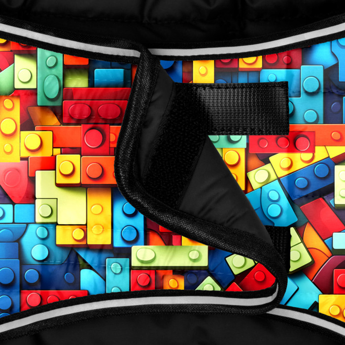 Курточка-накидка для собак WAUDOG Clothes, рисунок "Блоки", S, А 32 см, B 41-51 см, С 25-35 см